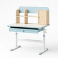 Kinderschreibtisch aus MDF mit Regal und Schublade in Blau und Holzoptik