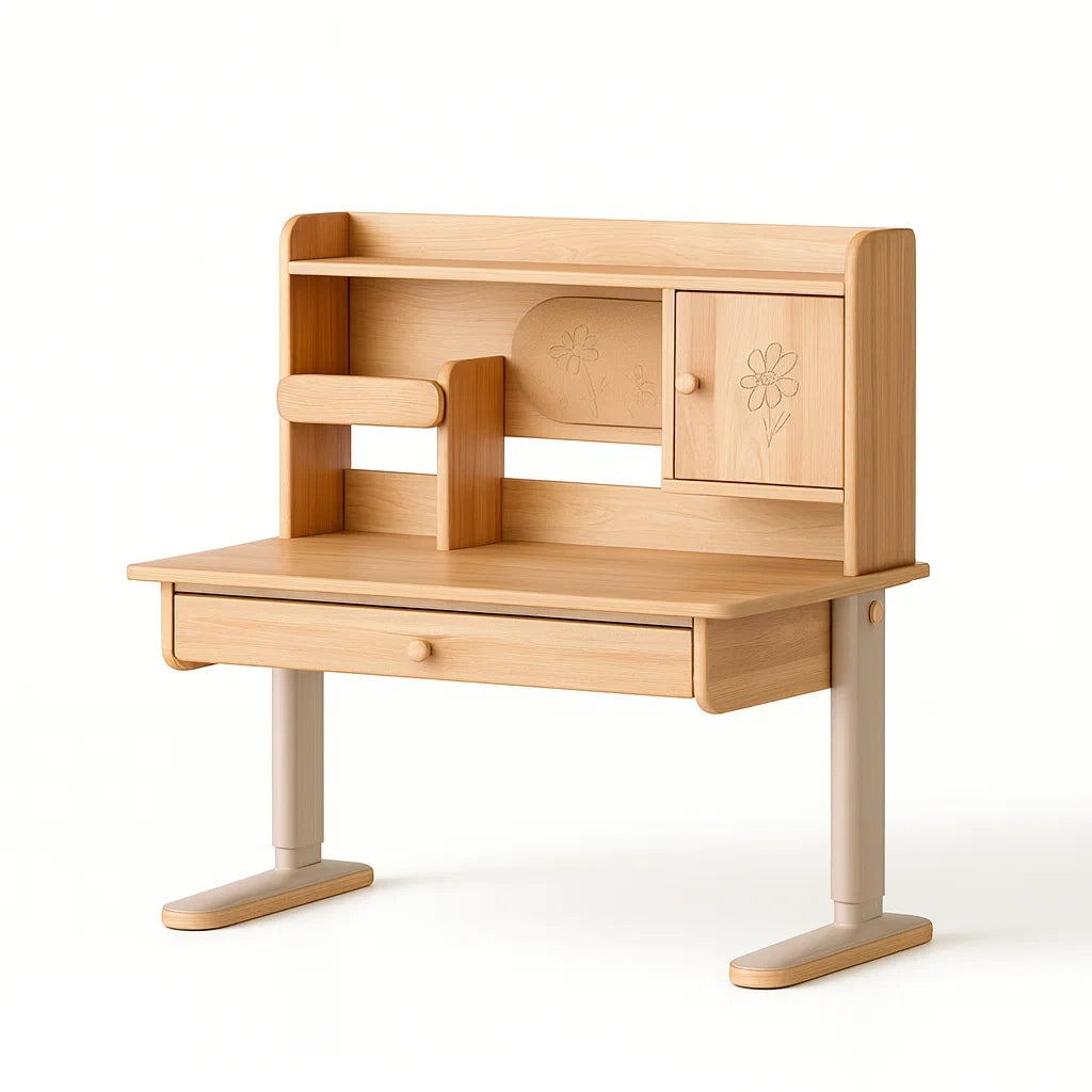 Kinderschreibtisch Holz Höhenverstellbar mit Schublade und Regal