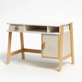 Kinderschreibtisch MDF Kiefernholz Weiß Beige mit Schublade und Schrank