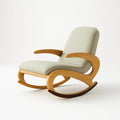 Holz-Schaukelstuhl mit Leinenbezug, Beige