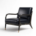 Leder Clubsessel mit Metallrahmen, Schwarz
