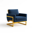 Stoffsessel mit Metallrahmen, Blau und Gold