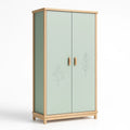 Holz und MDF Kleiderschrank mit Pflanzenmotiven Grün 2 Türen 180x90x50cm
