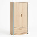 Kinderschrank mit zwei Türen und Schublade aus Holz mit Blumenmuster