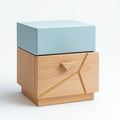 Nachttisch Holz Schublade Eschenholz Blau 40x30x45cm